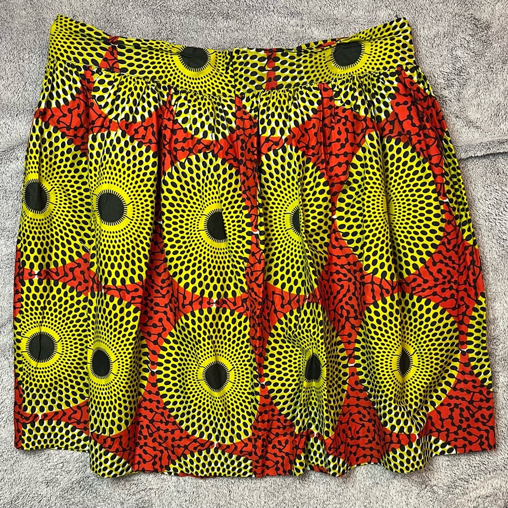 D’Iyanu Green /Orange African Print Circle Skirt
